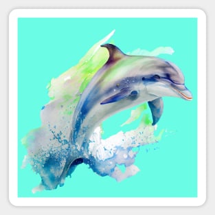 Watercolor Dolphin Jumping out of Water Magnet